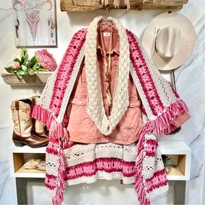 ARTISAN GRANNY Cocoon duster crochet Cape/cardigan w cabin cottage core vibe